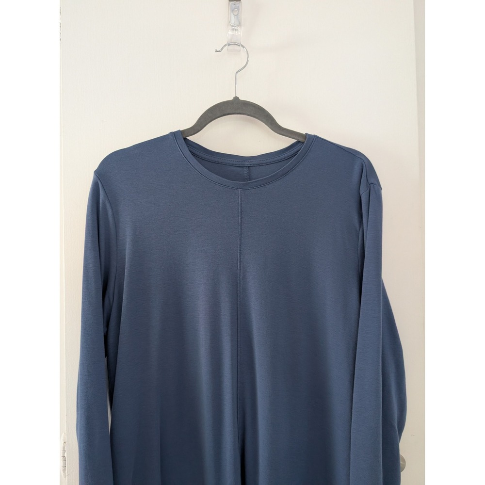 J. Jill Pima Cotton Crew Neck High Low Tee Blue Long Sleeve XL Lagenlook Flowy